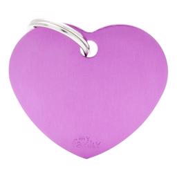 My Family Large Dog Tag Basic Heart i lila